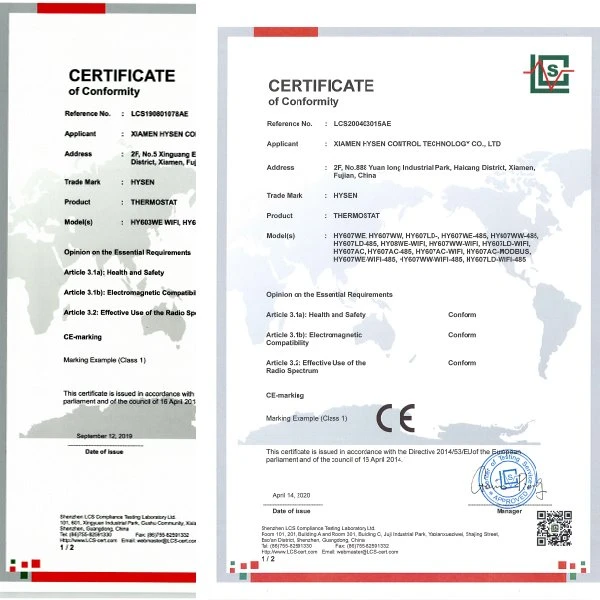 CE for smart thermostat